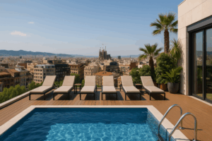 Appart hotel Barcelone avec vue sur la ville et piscine moderne